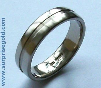 mans wedding ring with a straight groove