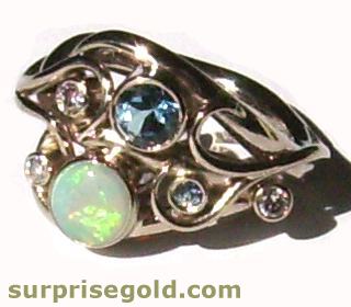 opal and aquamarine ring with diamonds