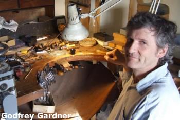 Godfrey Gardner at his workbench