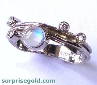 moonstone and diamond ring of clouds design